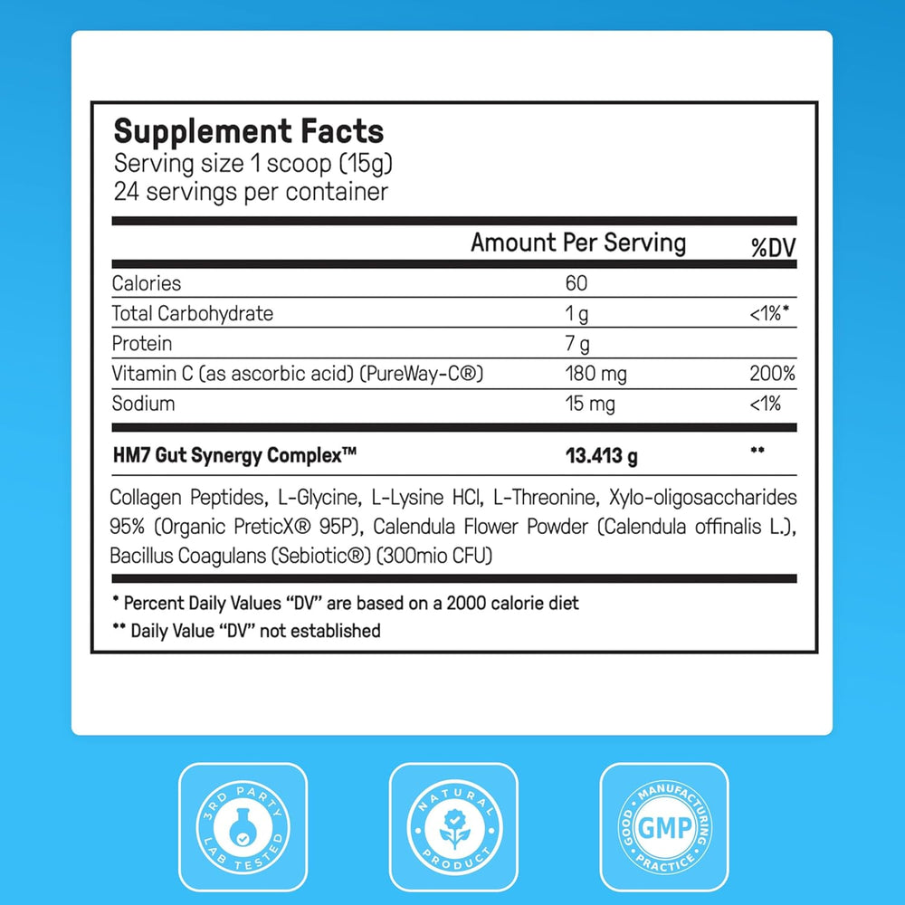 Happy Mammoth Complete Gut Repair - Vanilla Bean | Gut Health Supplement | Leaky Gut, Microbiome Balance & Easy Digestion | Lab Tested | 360g | Organic Wellness Hub