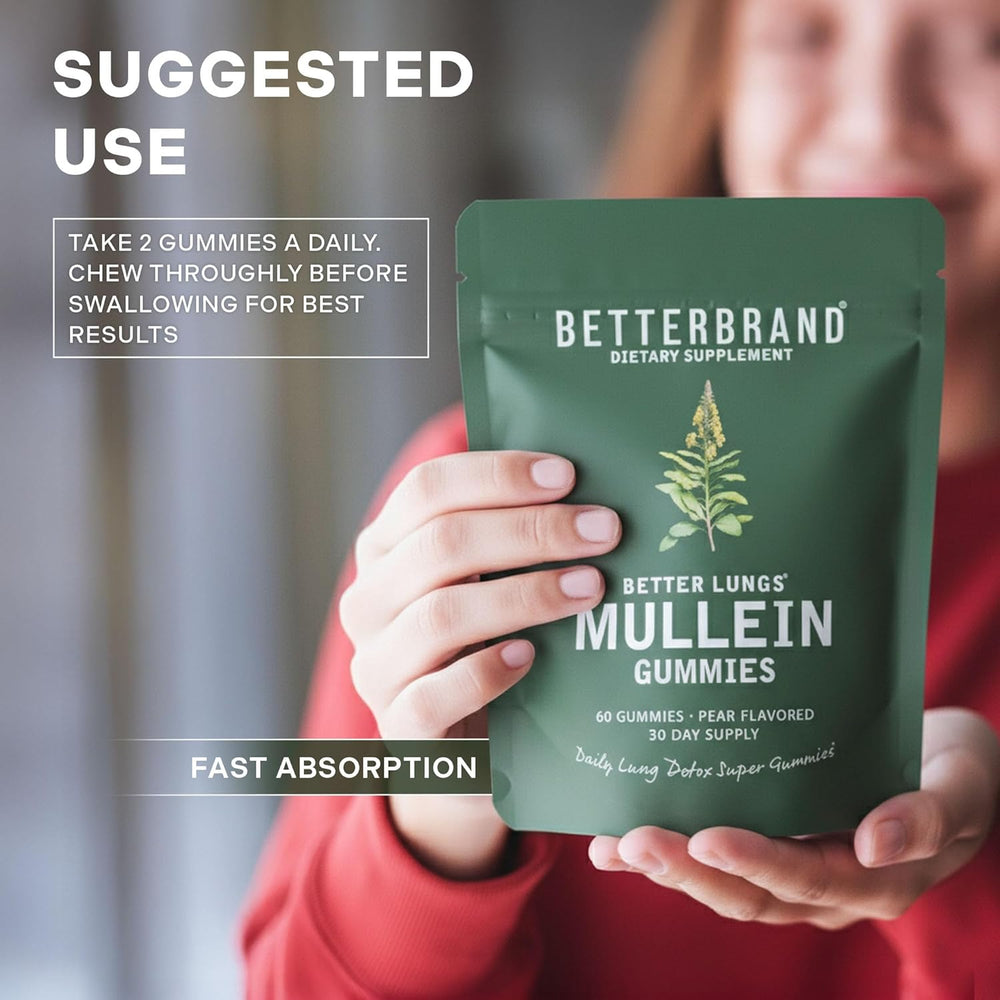 BetterBrand Mullein Gummies 3-Pack Bundle | Better Lungs® Daily Lung Detox | 180 Pear Gummies | 90-Day Supply | Lab Tested & Quality Guaranteed | Organic Wellness Hub