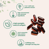 Micro Ingredients Pumpkin Seed Oil 3,000mg | 2-in-1 with Saw Palmetto | 300 Softgels | Cold Pressed | GMO Free | Lab Tested | Organic Wellness Hub