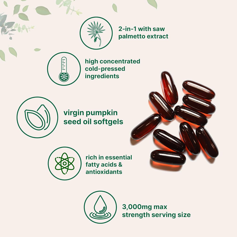 3-Pack Micro Ingredients Pumpkin Seed Oil 3,000mg | 2-in-1 Saw Palmetto | 900 Softgels | Cold Pressed | GMO Free | Lab Tested | Organic Wellness Hub