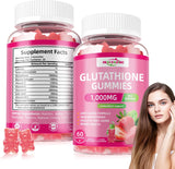 Healoading Glutathione Gummies 1000mg | Antioxidant Skin Brightening Anti-Aging & Bone Health | Strawberry Flavor | 60 Gummies | Organic Wellness Hub