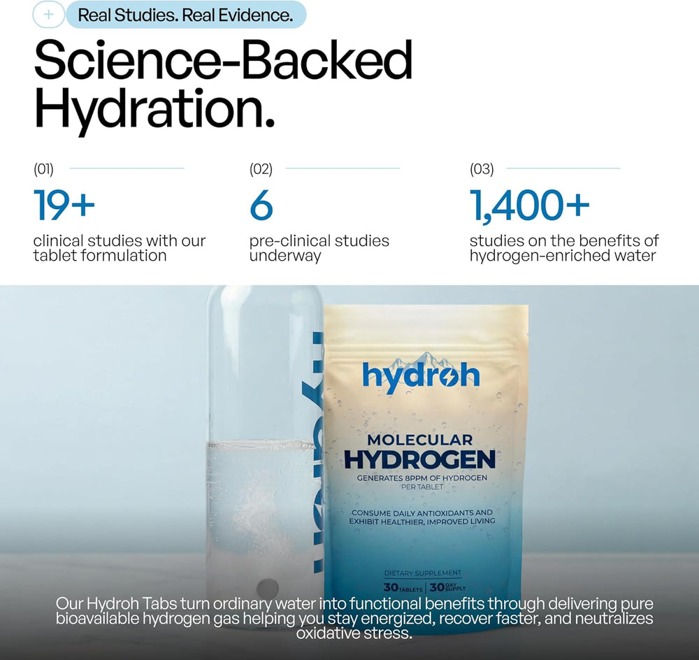 Hydroh Molecular Hydrogen Tablets | 12PPM H2 Antioxidant Supplement | IHSA Certified | Viral on TikTok | 30 Tablets 30-Day Supply | Energy, Hydration & Wellness - Organic Wellness Hub