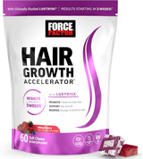 Force Factor Hair Growth Accelerator 3-Pack | 180 Soft Chews with LUSTRIVA® | Mixed Berry | 90-Day Supply | Thicker, Fuller Hair Starting in 3 Weeks | Non-GMO | No Artificial Sweeteners