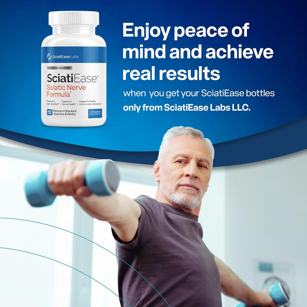 SciatiEase Sciatic Nerve Formula 3-Pack | 360 Capsules | 90-Day Supply | Powered by AlphaPalm™ | 12 Research-Backed Vitamins & Herbs | Supports Comfort, Nerve Health & Inflammatory Response