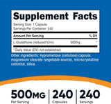 Nutricost Glutathione Reduced Form 500mg – 240 Capsules | Antioxidant Support Supplement | Organic Wellness Hub