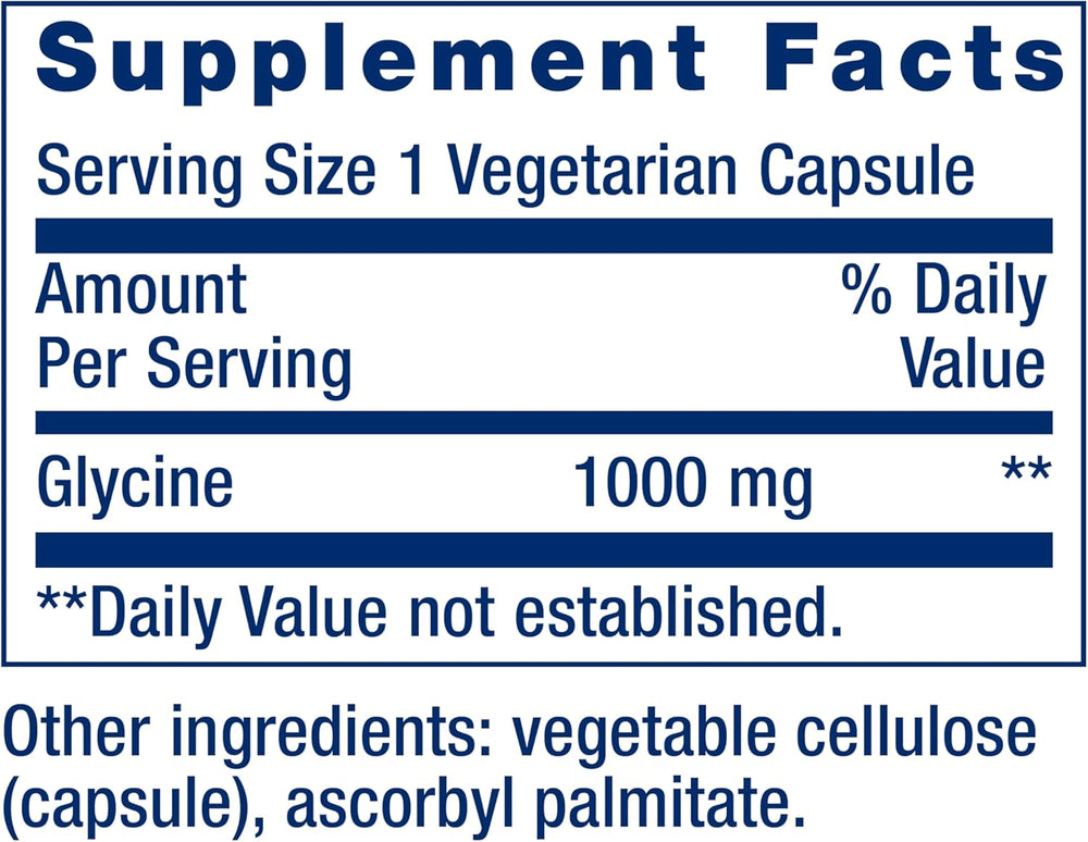 Life Extension Glycine 1000mg, Amino Acid for Healthy Sleep, 100 Vegetarian Capsules - Organic Wellness Hub