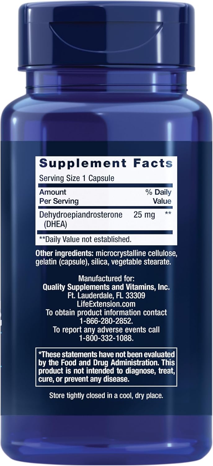 Life Extension DHEA 25mg 3-Pack, Promotes Optimal Hormone Levels, 300 Dissolve-in-Mouth Tablets - Organic Wellness Hub