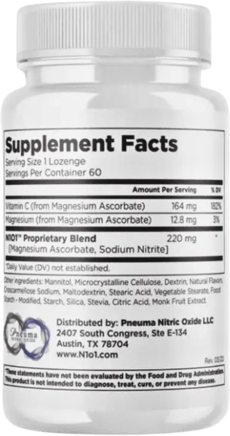 N1O1 Nitric Oxide Releasing Lozenges - Whole-Body Wellness & Vitality Support (60ct) | Organic Wellness Hub
