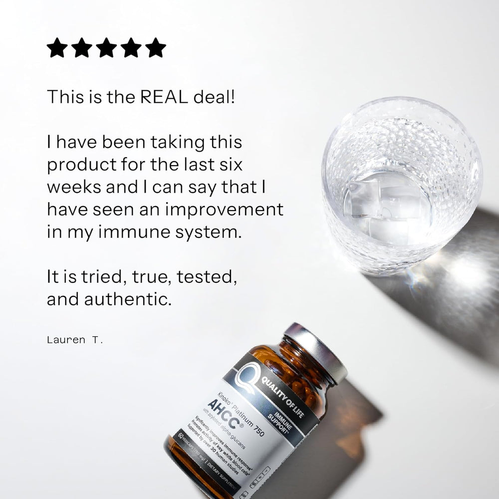Quality of Life Kinoko Platinum AHCC Immune Support 60 Vegicaps | Lab Tested Immune Health Supplement | Organic Wellness Hub