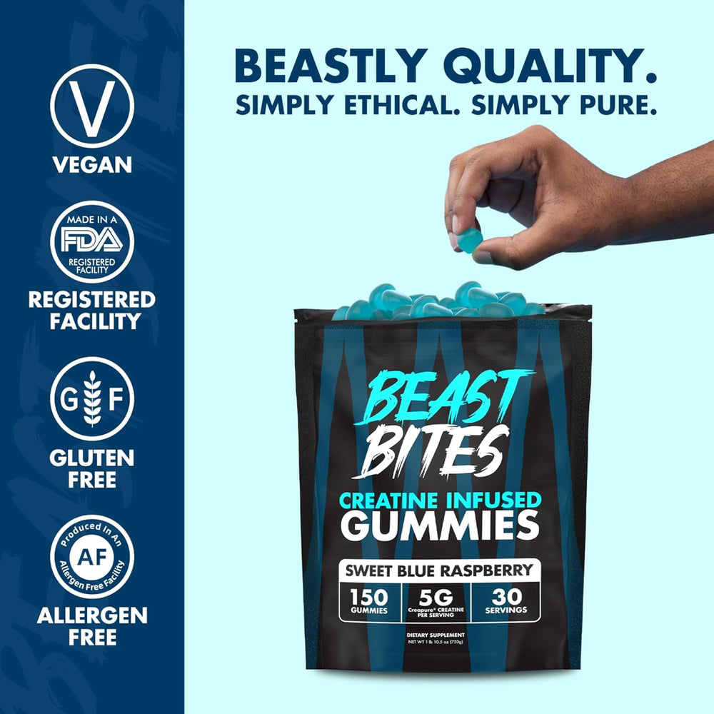 Beast Bites Creatine Gummies 3-Pack Bundle — 450 Gummies | 90 Servings | 5g Creapure® | Organic Wellness Hub