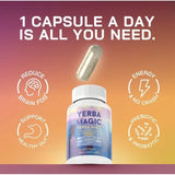 Yerba Magic Yerba Mate Capsules | 100% Pure Unsmoked | 75mg Caffeine | South American Herbal Supplement ? 60 Capsules