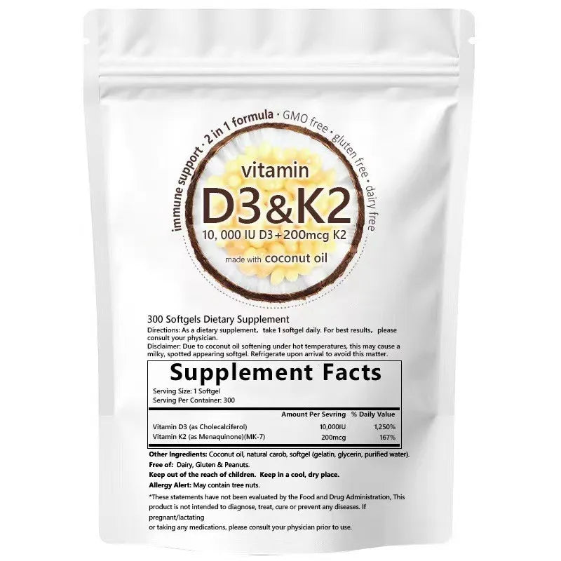 Vitamin D3 K2 10,000 IU 3-Pack | 900 Softgels | Lab Tested | Organic Wellness Hub