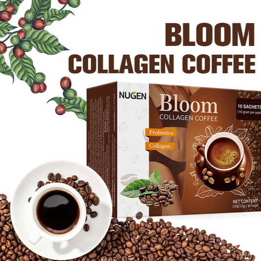 NUGEN Bloom Collagen Coffee with Probiotics | 10 Sachets | Slimming Beauty Coffee | Organic Wellness Hub