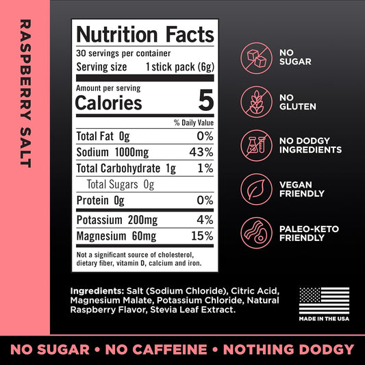 LMNT Electrolyte Drink Mix Raspberry Salt 30 Stick Packs | Hydration & Electrolyte Support | Organic Wellness Hub