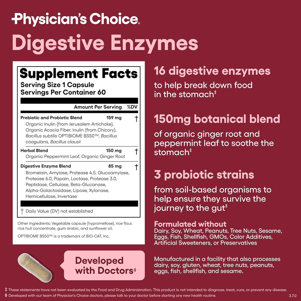 Premium Digestive Enzymes with Probiotics & Prebiotics | 16 Enzymes | 1B CFUs | 60 Capsules – Organic Wellness Hub