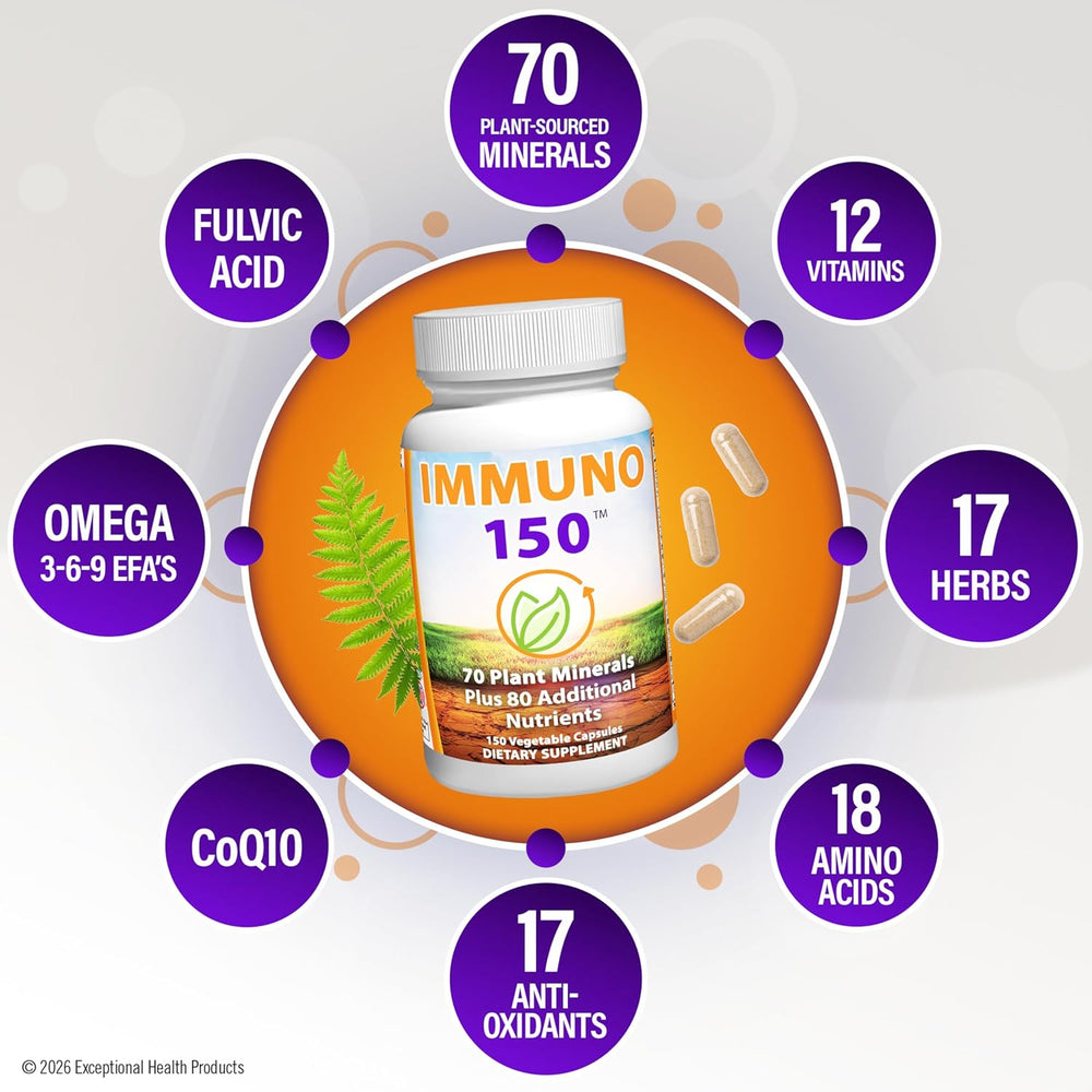 Immuno 150 3-Pack – 450 Veggie Caps, 150-Day Immune & Mineral Support Bundle | Organic Wellness Hub