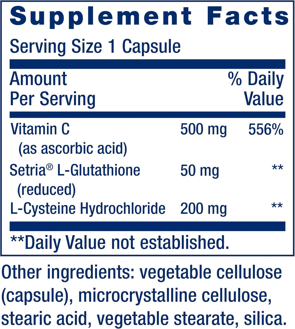 Life Extension Glutathione, Cysteine & C - 100 Capsules (Pack of 3) | Immune Support Amino Acid Supplement - Organic Wellness Hub