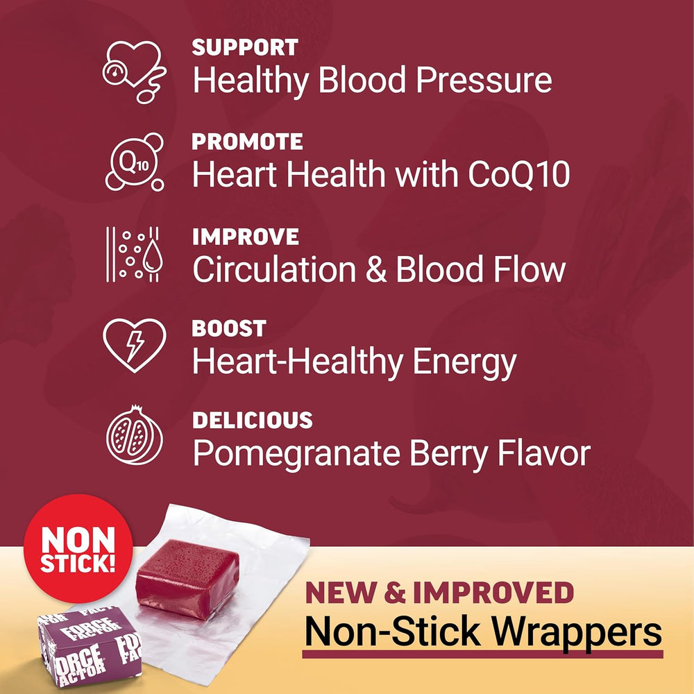 Force Factor Total Beets Heart Health 3-Pack Bundle | 180 Soft Chews | Blood Pressure Support | Organic Wellness Hub