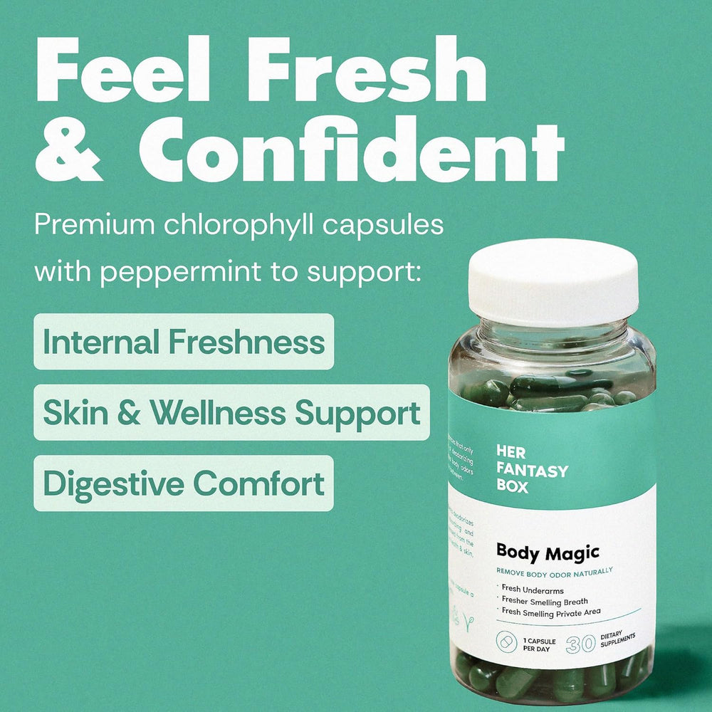 Body Magic 3-Pack Bundle – Her Fantasy Box Natural Body Odor Eliminator | 90 Vegan Capsules | Internal Freshness Supplement for Women | 3 Month Supply