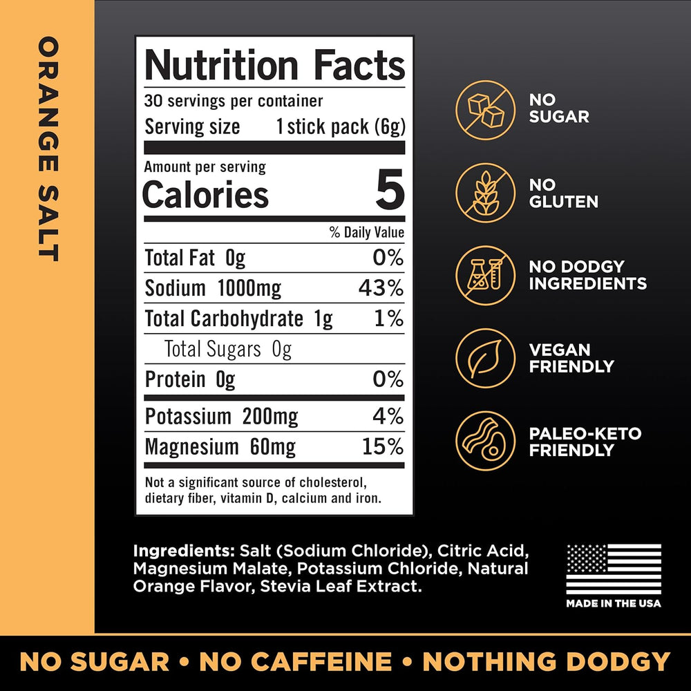 LMNT Orange Salt Electrolyte Drink Mix – 30 Stick Packs | 1000mg Sodium, Zero Sugar | Organic Wellness Hub