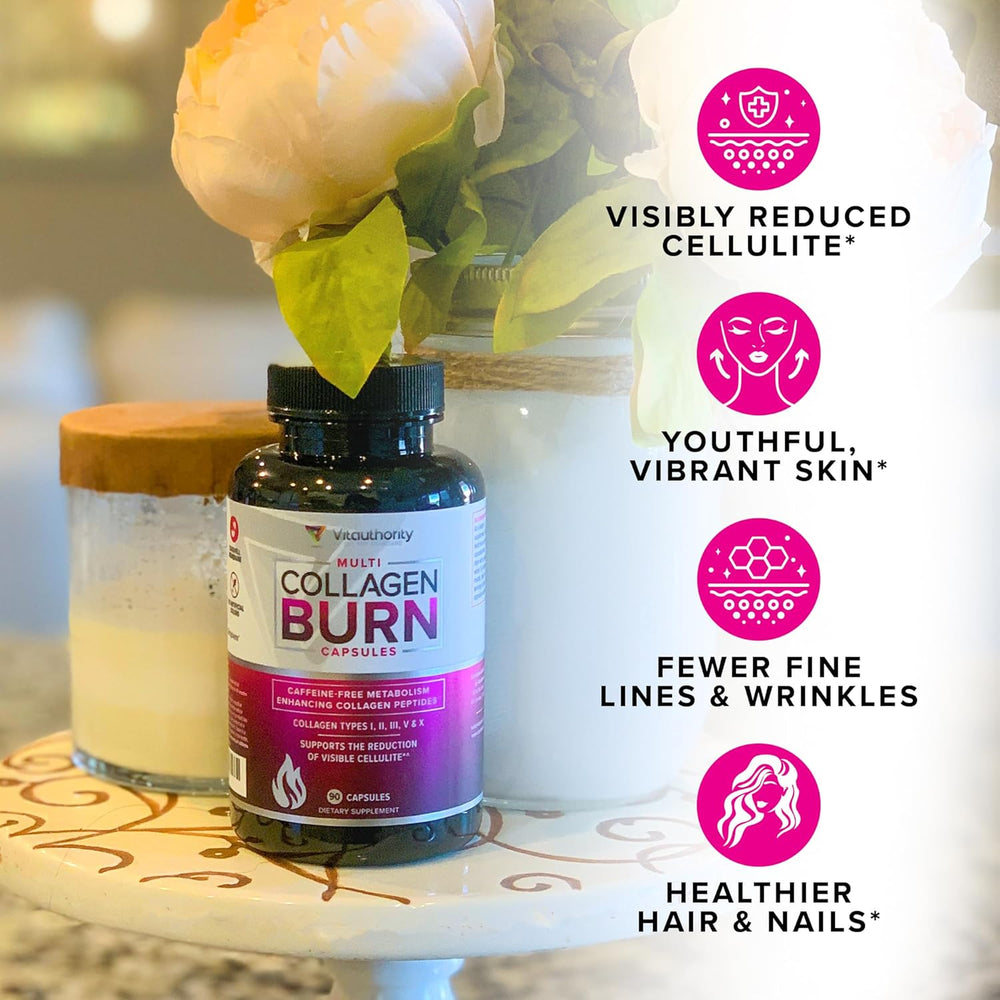 Multi Collagen Burn Capsules - Caffeine-Free Metabolism Boost & Visible Cellulite Reduction | Organic Wellness Hub