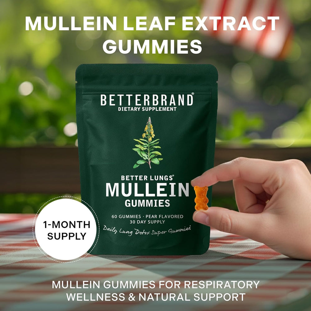 BetterBrand Mullein Gummies 3-Pack Bundle | Better Lungs® Daily Lung Detox | 180 Pear Gummies | 90-Day Supply | Lab Tested & Quality Guaranteed | Organic Wellness Hub