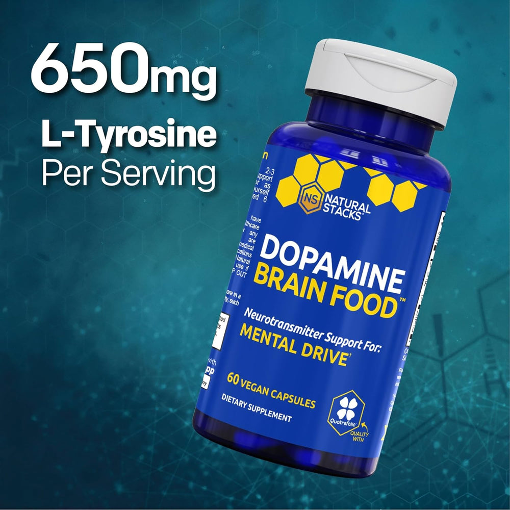 Natural Stacks Dopamine Brain Food™ 3-Pack Bundle – 650mg L-Tyrosine Nootropic | 3×60 Vegan Capsules | Focus, Mental Drive & Motivation | Organic Wellness Hub