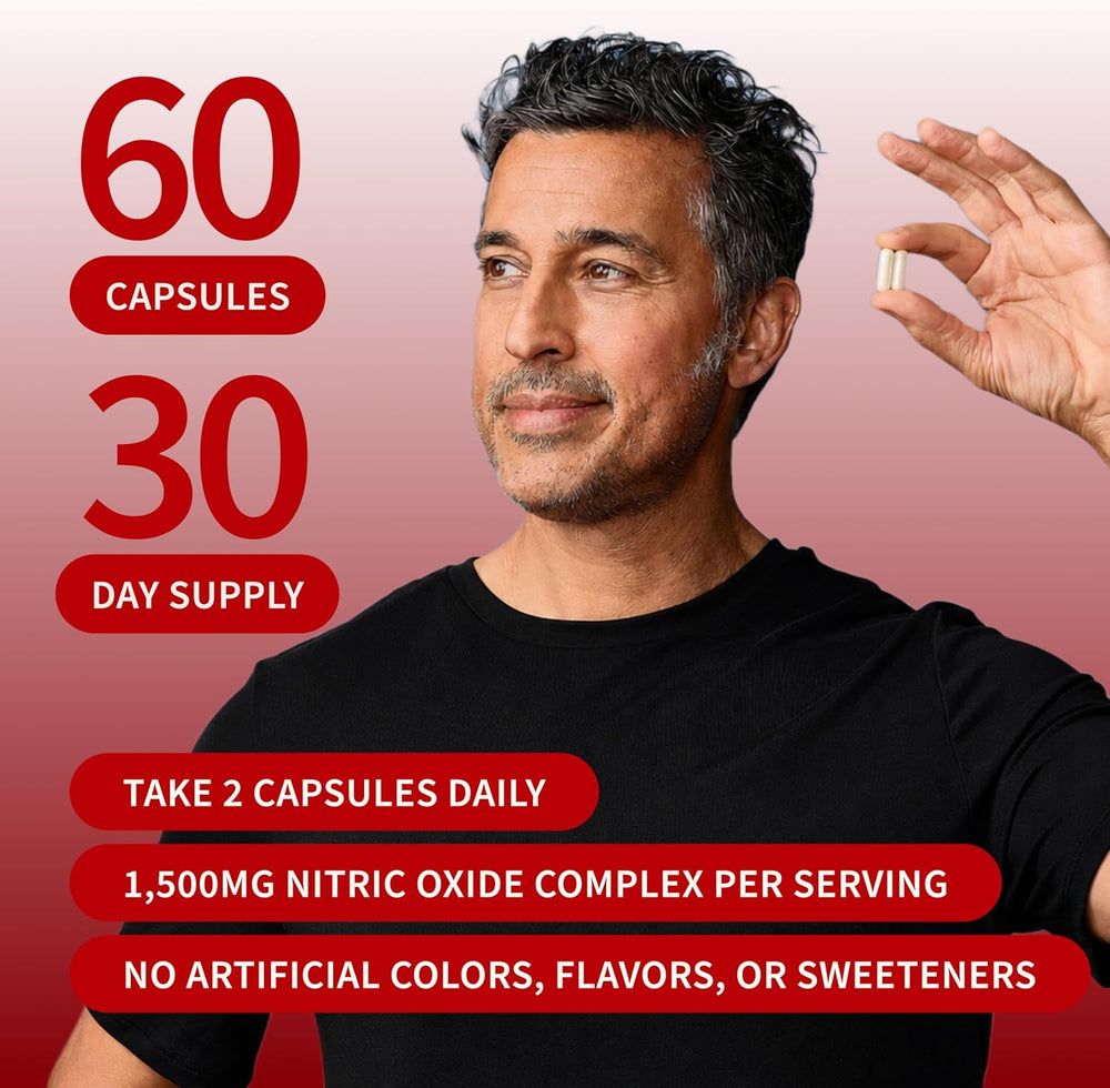 Nitric Oxide Booster Capsules 60 Count – Circulation, Performance & Recovery Support | Organic Wellness Hub