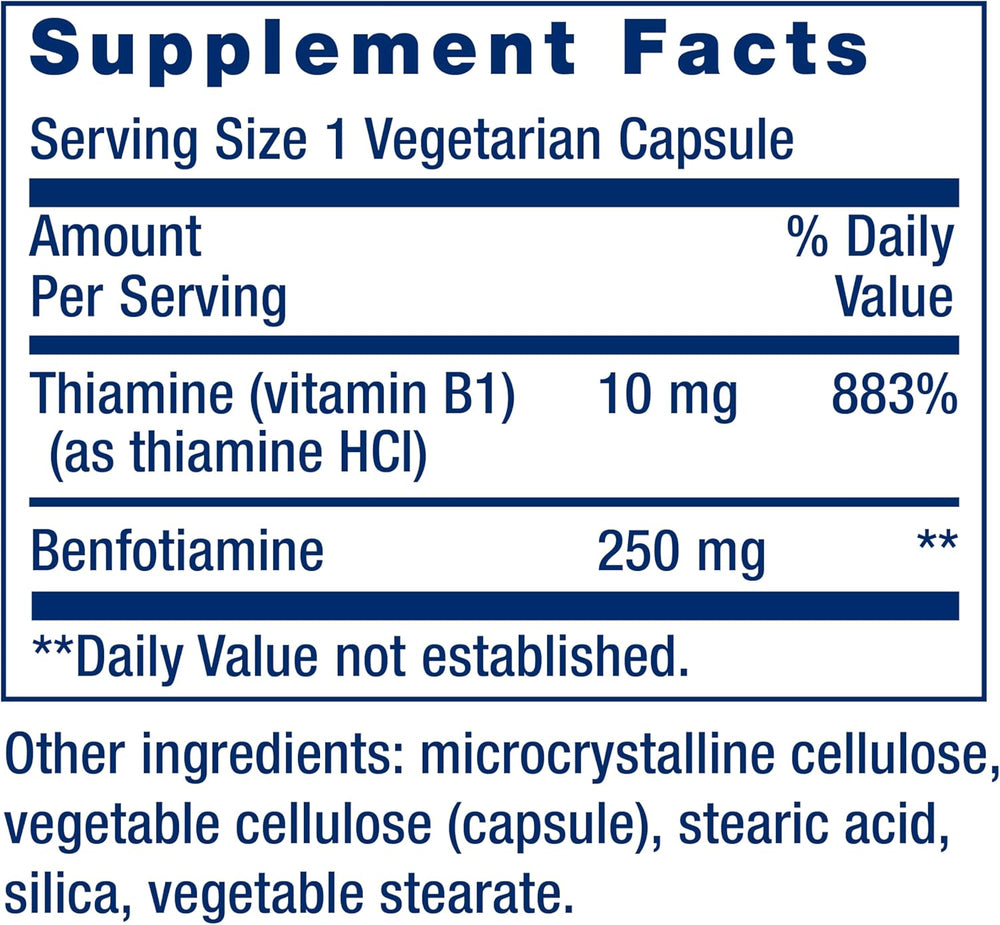 Life Extension Mega Benfotiamine 250mg 3-Pack, Fat & Water Soluble Vitamin B1, 360 Vegetarian Capsules - Organic Wellness Hub