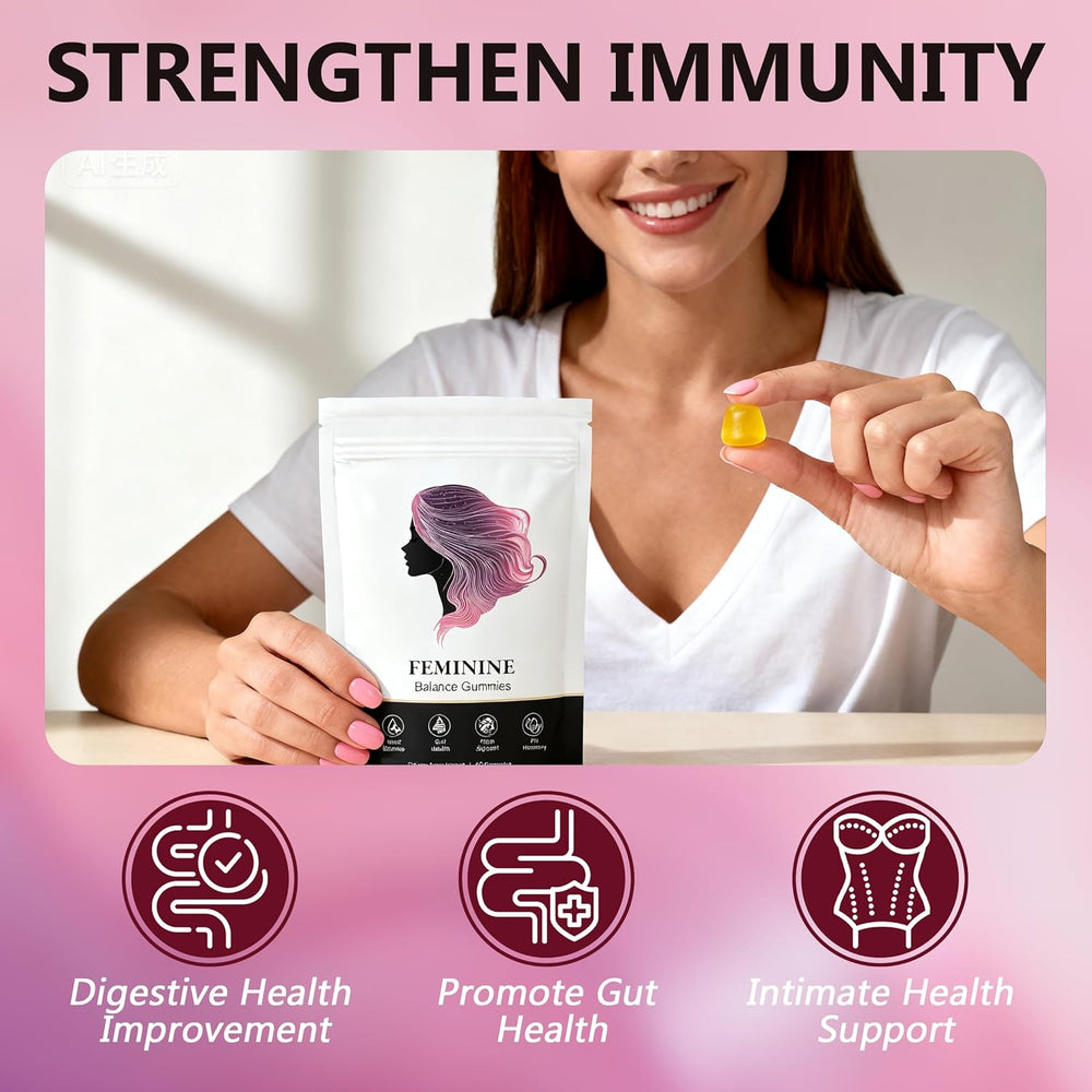 Feminine Balance Gummies | Yeast Balance, Gut Health, Flora Support & pH Harmony | 60 Gummies | Organic Wellness Hub
