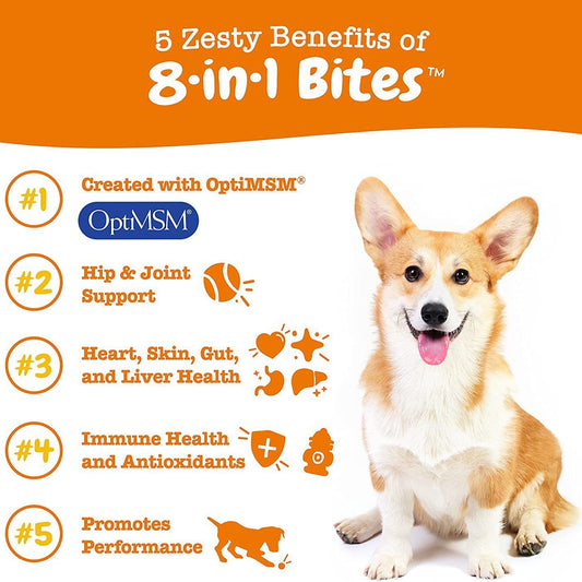 8-in-1 Bites Dog Multivitamin Soft Chews | Hip, Heart, Immunity & Gut Support - 90 Count | Organic Wellness Hub
