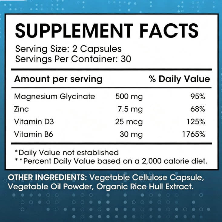 Magnesium Glycinate Zinc with Vitamin D3 & B6 - 60 Capsules | Organic Wellness Hub