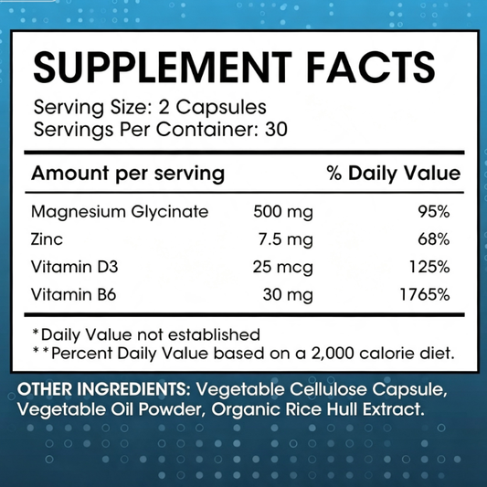 Magnesium Glycinate Zinc with Vitamin D3 & B6 - 60 Capsules | Organic Wellness Hub