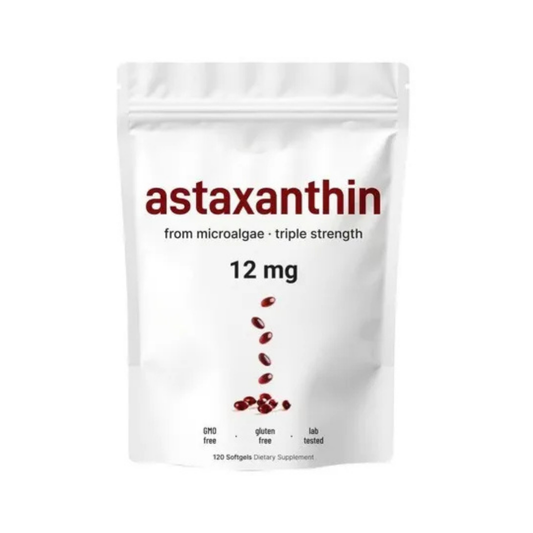 Astaxanthin 12mg Triple Strength | From Microalgae | Lab Tested | GMO Free | 120 Softgels – Organic Wellness Hub

