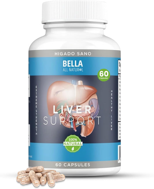 Bella All Natural Liver Support Capsules 60 Count | Healthy Liver Formula | Herbal Liver Cleanse Supplement | Organic Wellness Hub
