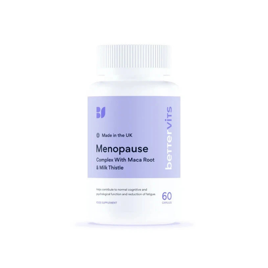 Bettervits Menopause Complex | Maca Root & Milk Thistle | Cognitive & Fatigue Support | 60 Capsules | Organic Wellness Hub