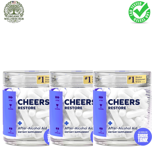 Cheers Restore After Alcohol Aid Supplement 36 Capsules 3 Pack | Recovery Support Formula | Organic Wellness Hub