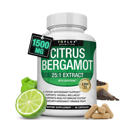 Citrus Bergamot 1500mg | 25:1 Extract with BioPerine� | Antioxidant & Immune Support | 90 Capsules ? Toplux Nutrition