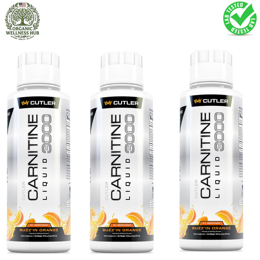 Cutler Carnitine 3000 Liquid 3-Pack | Buzz'in Orange | 93 Servings | Lab Tested | Organic Wellness Hub

