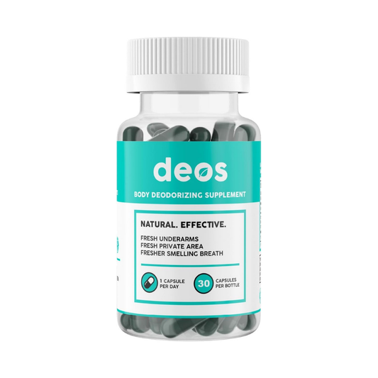 DEOS Body Deodorizing Supplement | Natural Internal Deodorant Capsules | Fresh Underarms, Breath & Body Odour | 30 Capsules | Lab Tested | Organic Wellness Hub