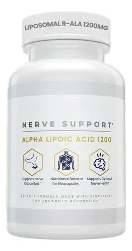 Alpha Lipoic Acid 1200mg Nerve Support Supplement | Liposomal R-ALA | 20-in-1 Formula with BioPerine® | Supports Nerve Discomfort, Neuropathy & Optimal Nerve Health | Enhanced Absorption Capsules