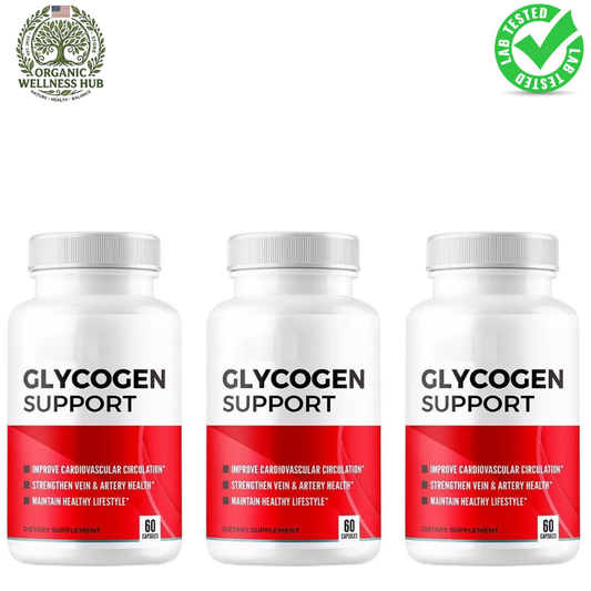 Glycogen Support 3-Pack Bundle — 180 Capsules | Blood Sugar, Cardiovascular & Vein Health | Lab Tested | Best Value | Organic Wellness Hub
