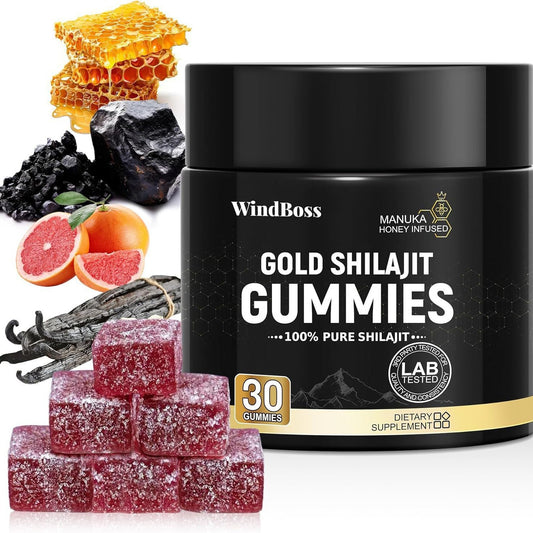 Gold Shilajit Gummies with Manuka Honey - Premium Shilajit Wellness Gummies | 30 Gummies