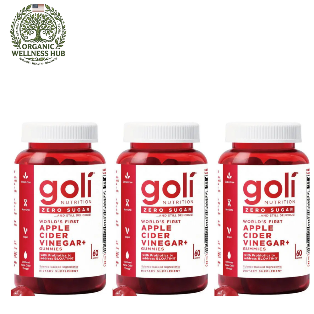 Goli Apple Cider Vinegar Plus Gummies Zero Sugar 3 Pack | 180 Gummies | Worlds First ACV Gummy | With Probiotics for Bloating | Unfiltered ACV | Vegan Non GMO Gluten Free Dietary Supplement