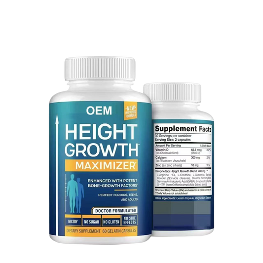 Height Growth Maximizer Supplement | Bone Growth Support for Kids, Teens & Adults | Vitamin D, Calcium, Zinc | 60 Capsules | Organic Wellness Hub