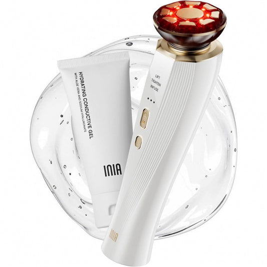 INIA Red Light Therapy Face & Neck Massager with Conductive Gel | EMS Facial Lifting Beauty Device | Organic Wellness Hub