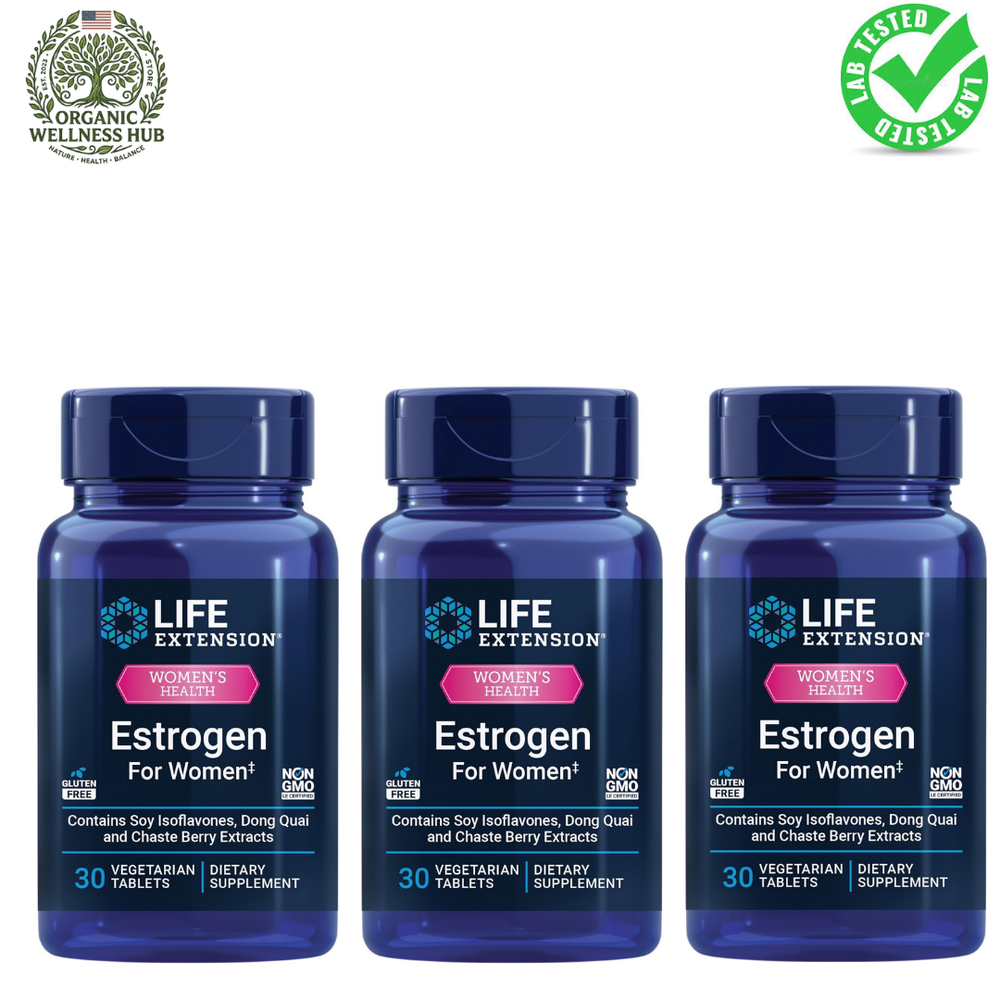 Life Extension Estrogen for Women 3-Pack, Soy Isoflavones, Dong Quai & Chaste Berry, 90 Vegetarian Tablets - Organic Wellness Hub