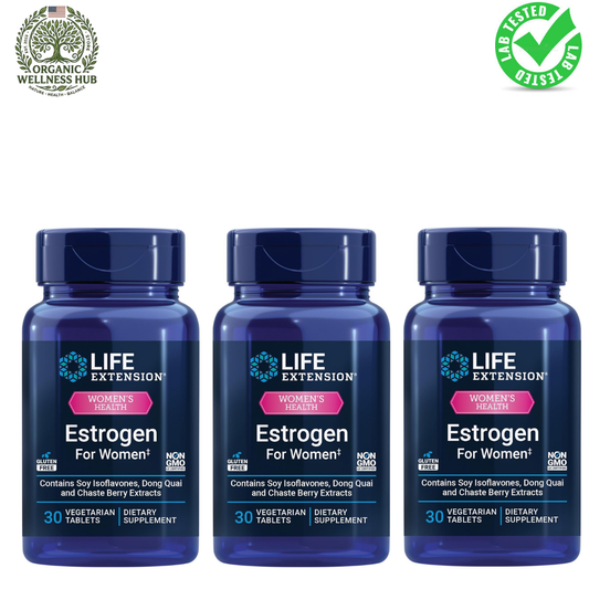 Life Extension Estrogen for Women 3-Pack, Soy Isoflavones, Dong Quai & Chaste Berry, 90 Vegetarian Tablets - Organic Wellness Hub