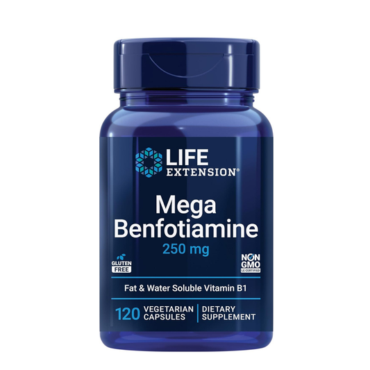 Life Extension Mega Benfotiamine 250mg, Fat & Water Soluble Vitamin B1, 120 Vegetarian Capsules - Organic Wellness Hub