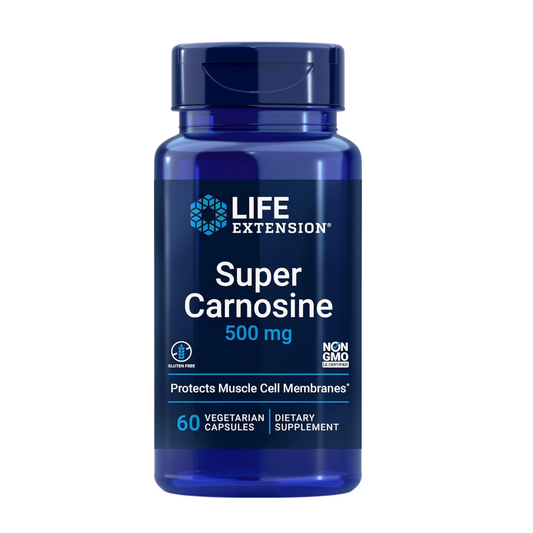 Life Extension Super Carnosine 500mg, Protects Muscle Cell Membranes, 60 Vegetarian Capsules - Organic Wellness Hub